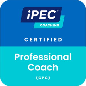 Badge displaying the iPEC logo and the text ‘Certified Professional Coach’ indicating certification from the Institute for Professional Excellence in Coaching (iPEC).